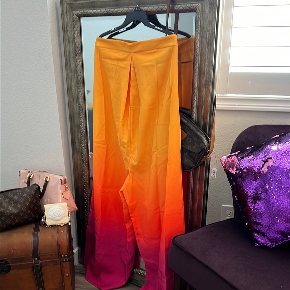 Vibrant Orange and Pink Ombre Pants